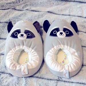 Squishmallows Gray and Black Raccoon Slippers